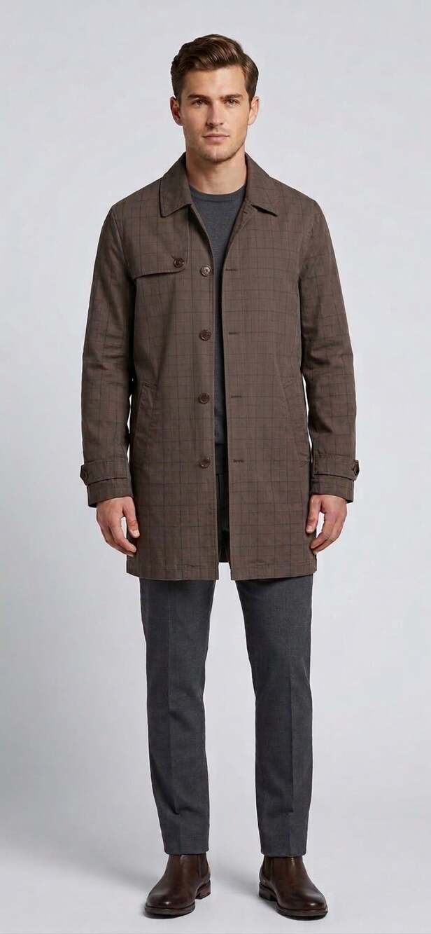 Original Penguin Abbott Pederson Collection Plaid Trench Coat Sz M